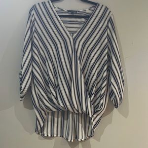 West Kei Alan Surplice Tie Sleeve High Low Blouse